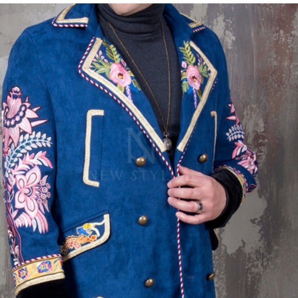 ♥️SOLD NWT Embroidered Duck Velvet Royal Celebrity luxurious Coat. XL - Picture 8 of 15